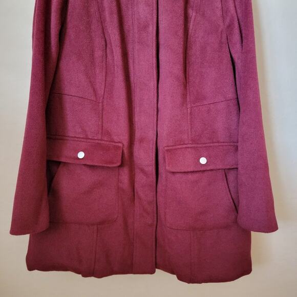 Torrid Wool Faux Fur Hooded Deep Red Zip Front Coat - Picture 7 of 16
